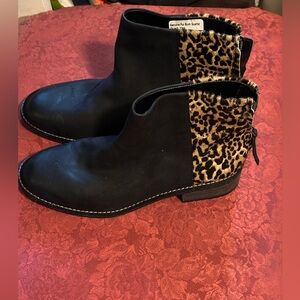 Sperry Maya Belle Black and Leopard Ankle Boots